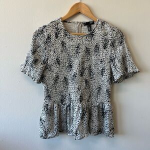 Aqua multicolor smocked peplum top